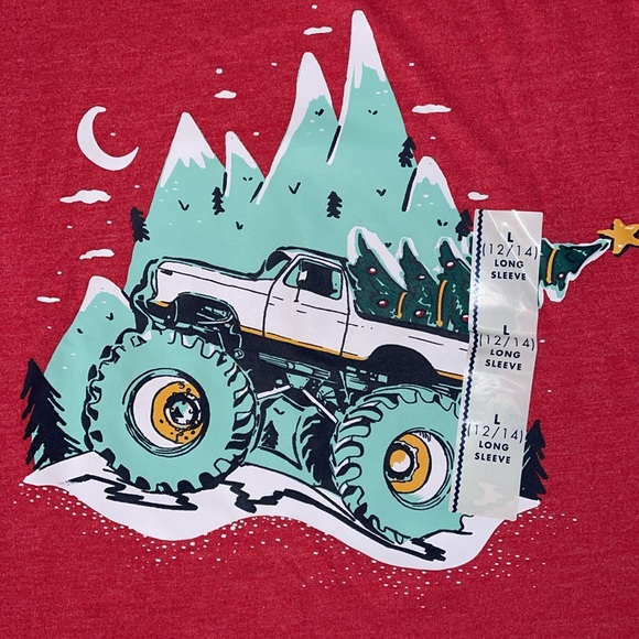 Cat & Jack Christmas Tree Monster Truck Adventure Long Sleeve Shirt - Picture 2 of 3